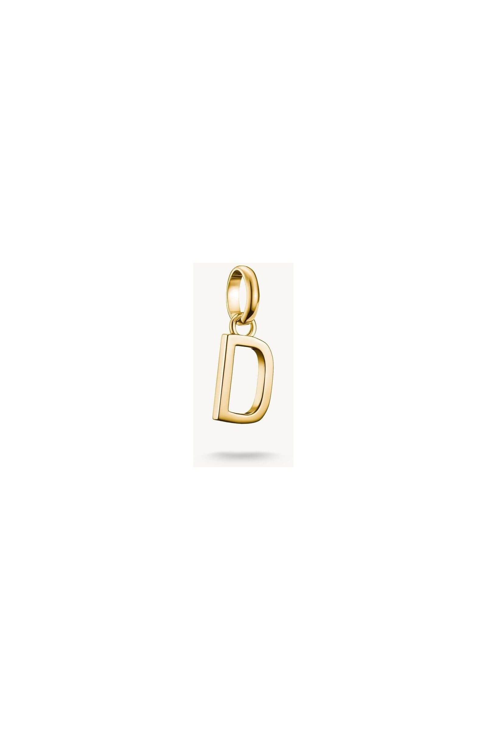 Pendentif charm lettre D en plaqué or, élégant et personnalisé pour bracelets ou chaînes.