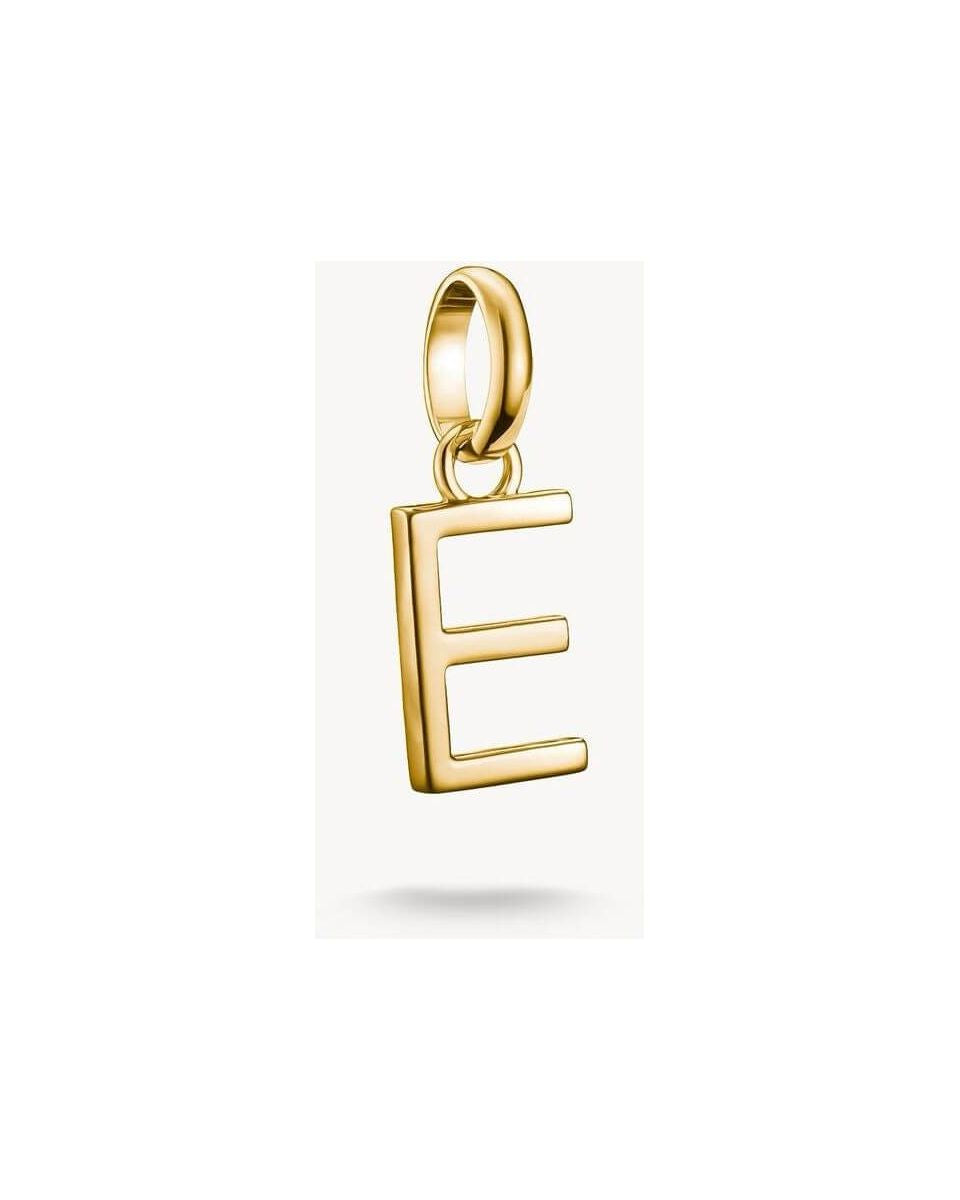 Charm pendentif lettre E en plaqué or 18k, élégant et personnalisé pour bijoux sur mesure.