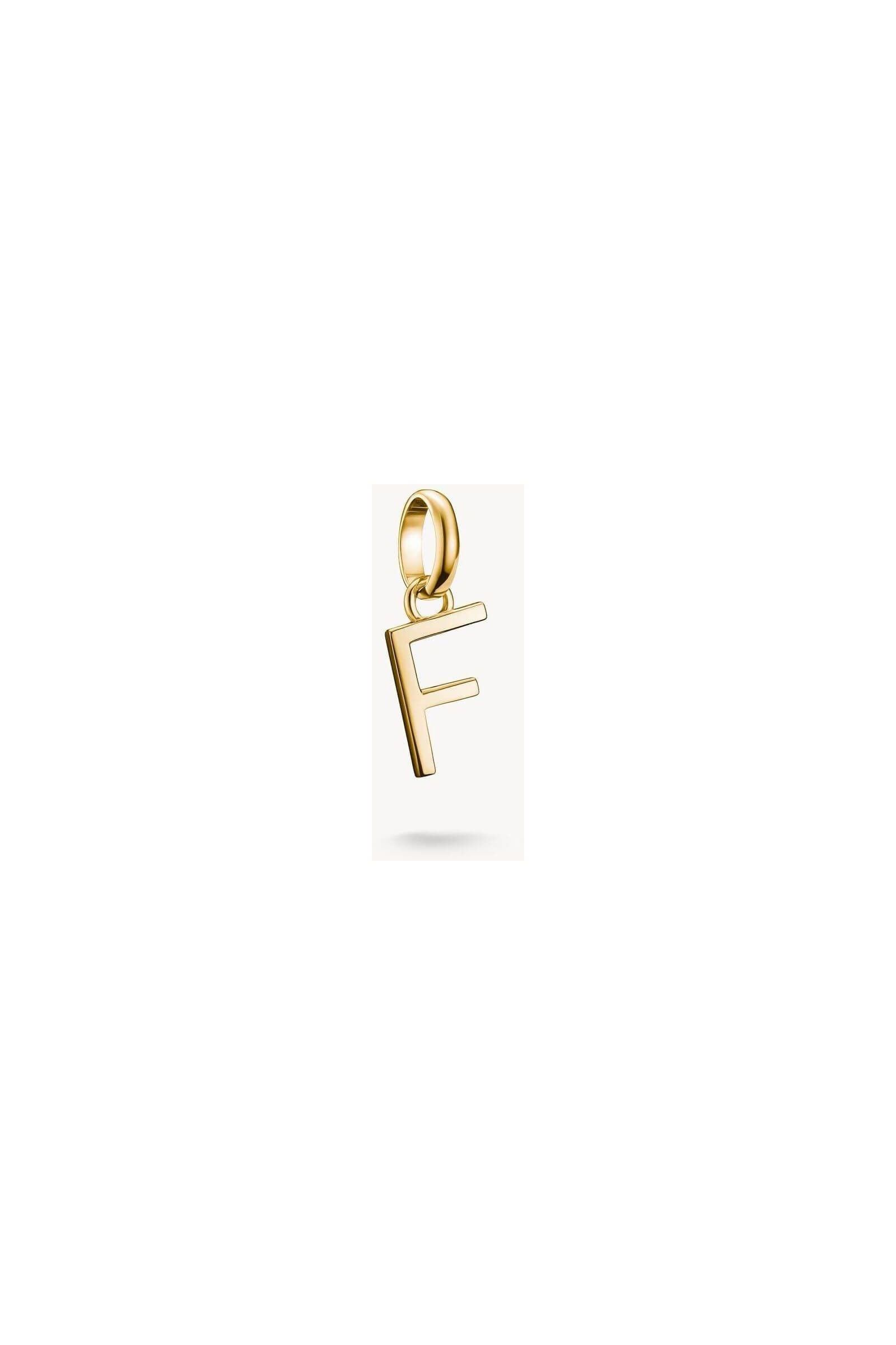 Pendentif charm lettre F en plaqué or, élégant et personnalisable, parfait pour un bijou unique.