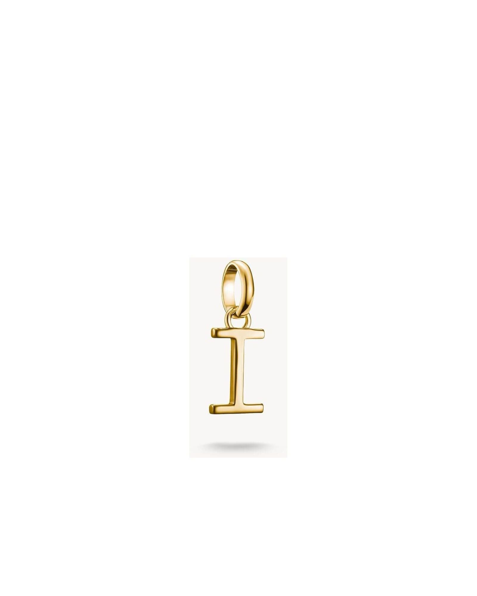 Pendentif charm lettre I en or 18k, élégant et personnel, parfait pour bijoux sur mesure.