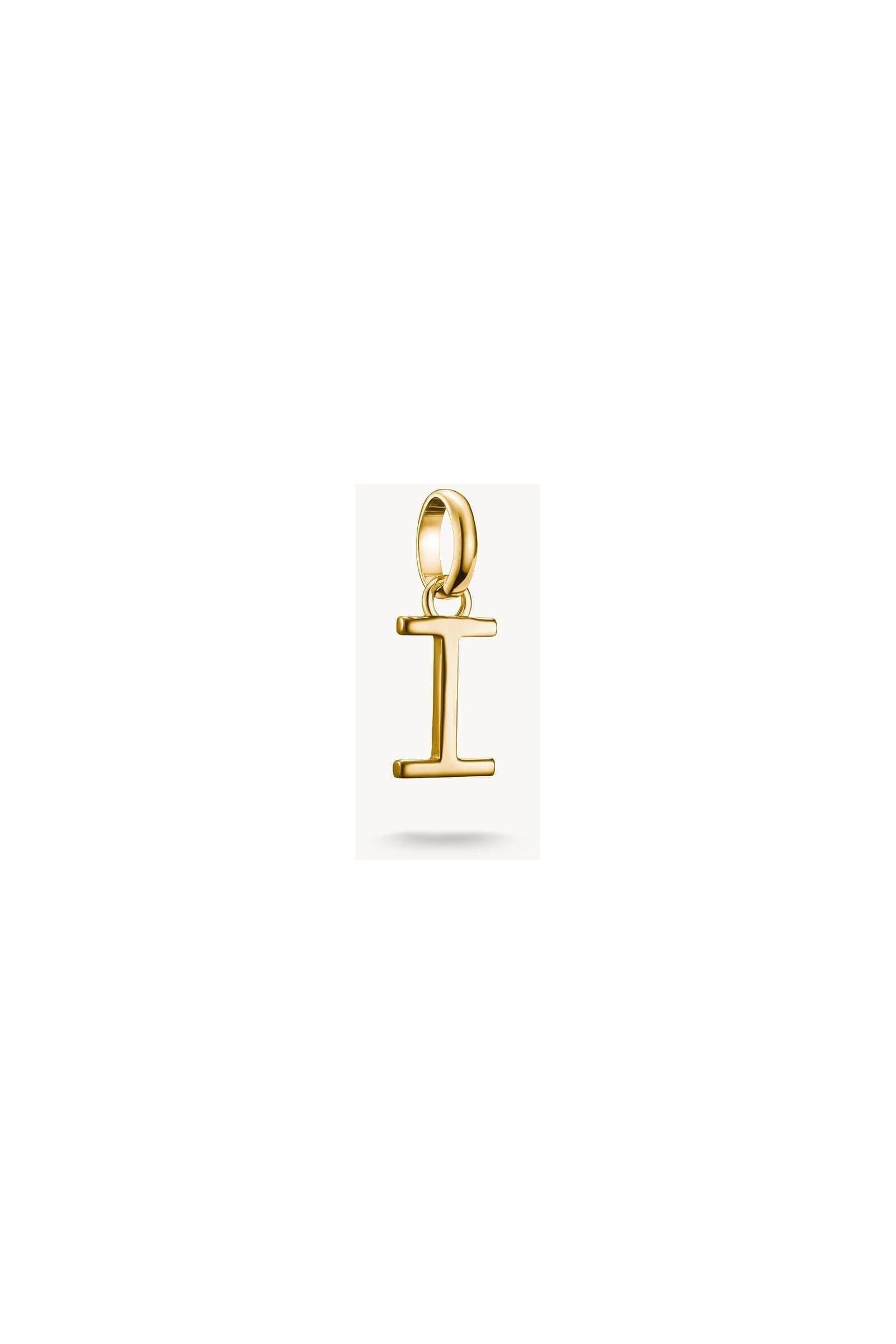 Pendentif charm lettre I en or 18k, élégant et personnel, parfait pour bijoux sur mesure.
