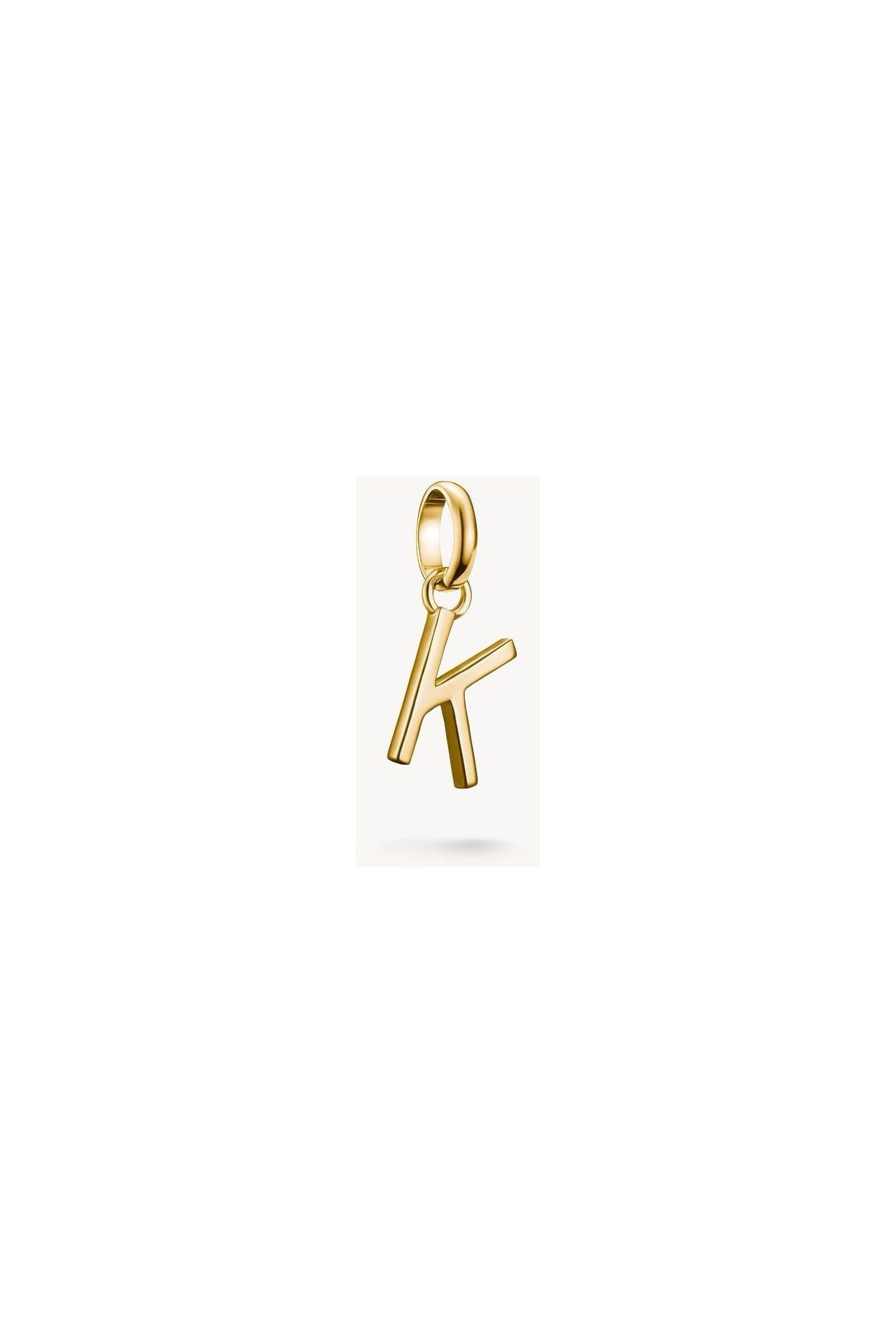 Pendentif charm lettre K en plaqué or 18k, élégant et personnalisable pour bijoux uniques.