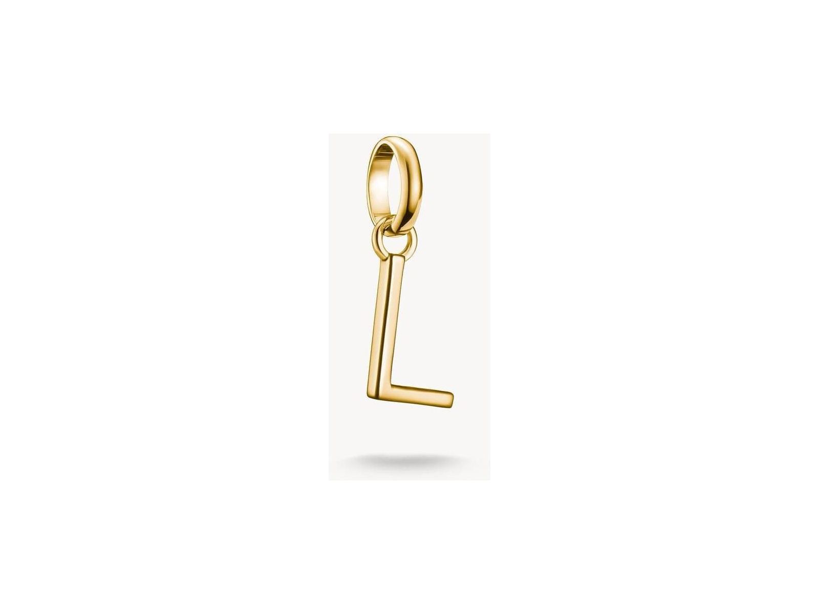 Pendentif charm en plaqué or 18k en forme de lettre L, élégant et personnalisé pour bijoux sur mesure.