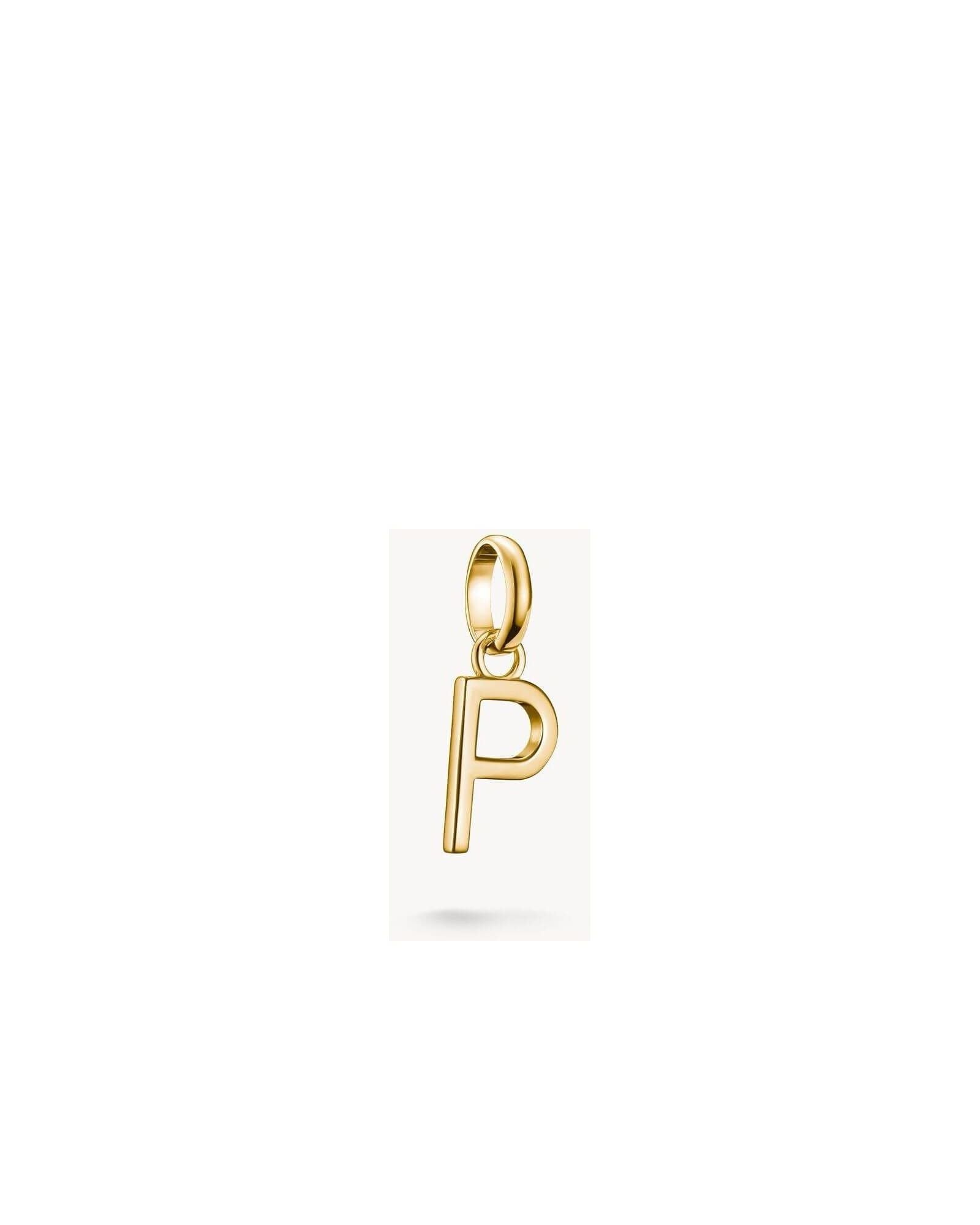 Pendentif charm lettre P en plaqué or 18k, élégant et personnel, pour bijoux sur mesure.