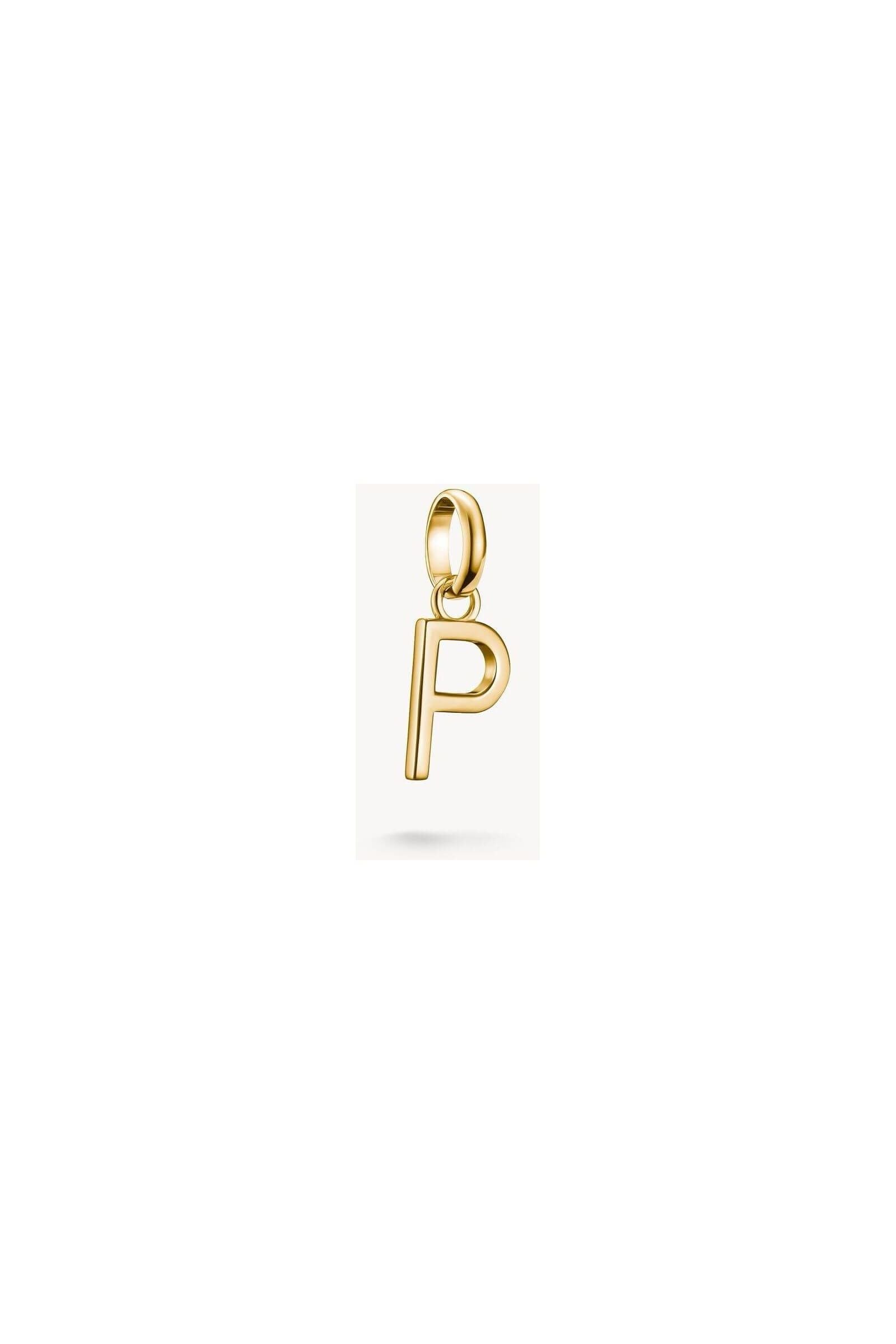 Pendentif charm lettre P en plaqué or 18k, élégant et personnel, pour bijoux sur mesure.