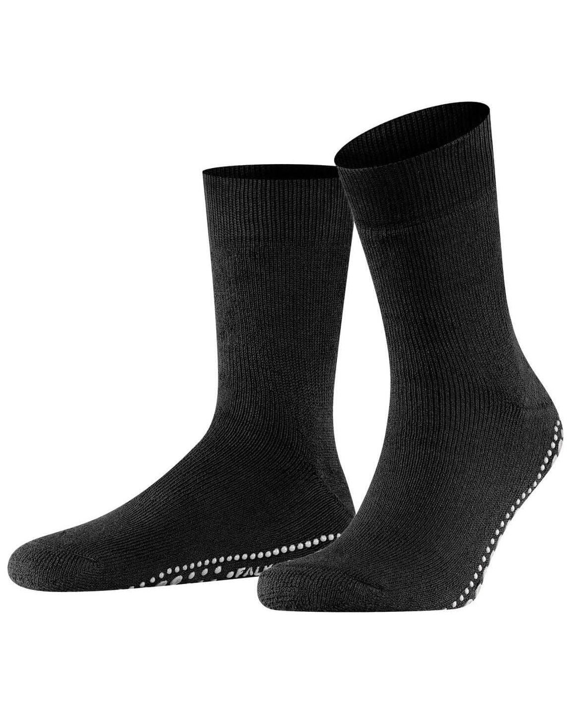Chaussettes Homepads FALKE en noir avec picots en silicone pour confort et adhérence à la maison.