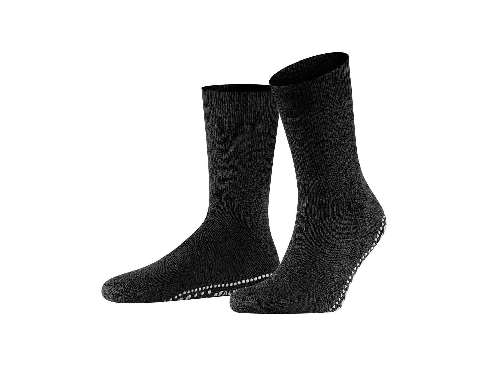 Chaussettes Homepads FALKE en noir avec picots en silicone pour confort et adhérence à la maison.