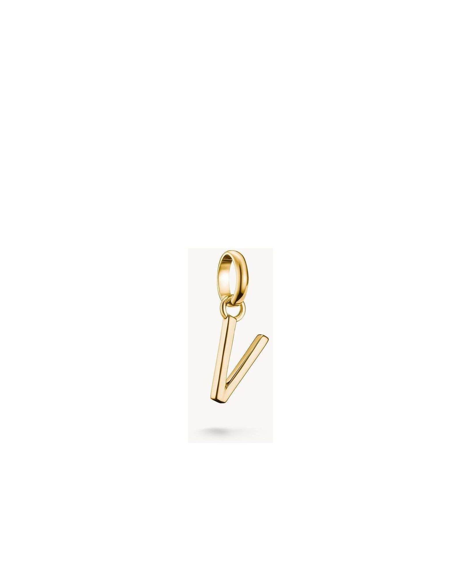 Pendentif charm lettre V en or 18k, élégant et personnalisable, parfait pour chaînes ou bracelets.