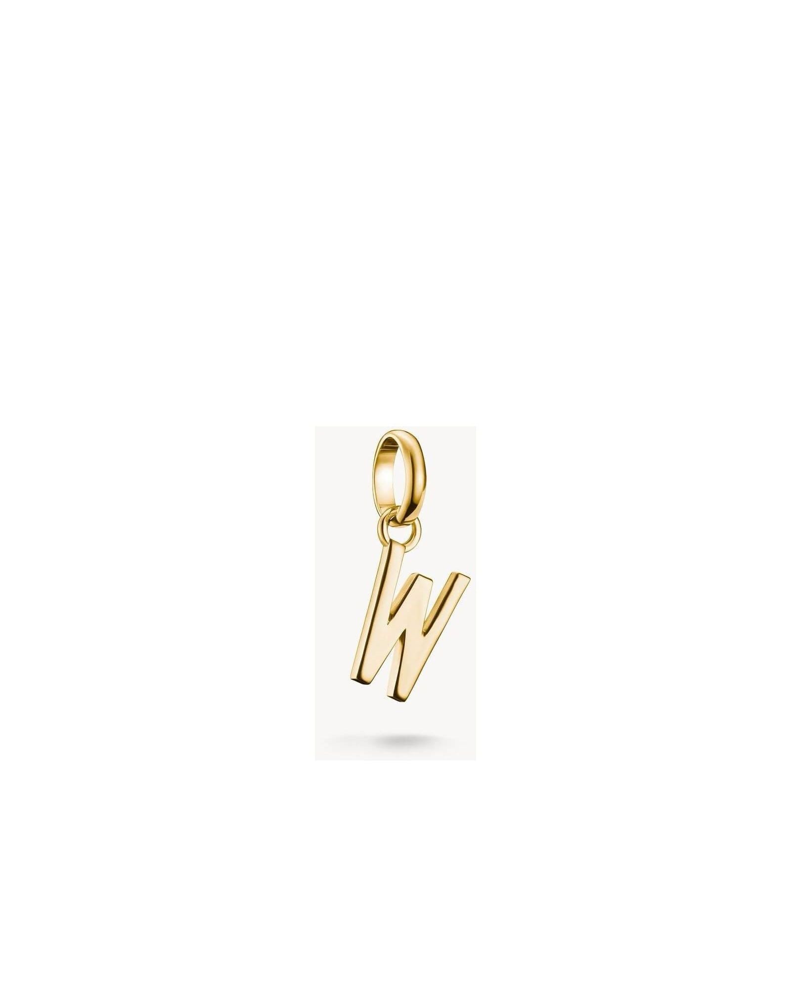 Pendentif charm lettre W en plaqué or 18k, élégant et personnel pour bijoux sur mesure.