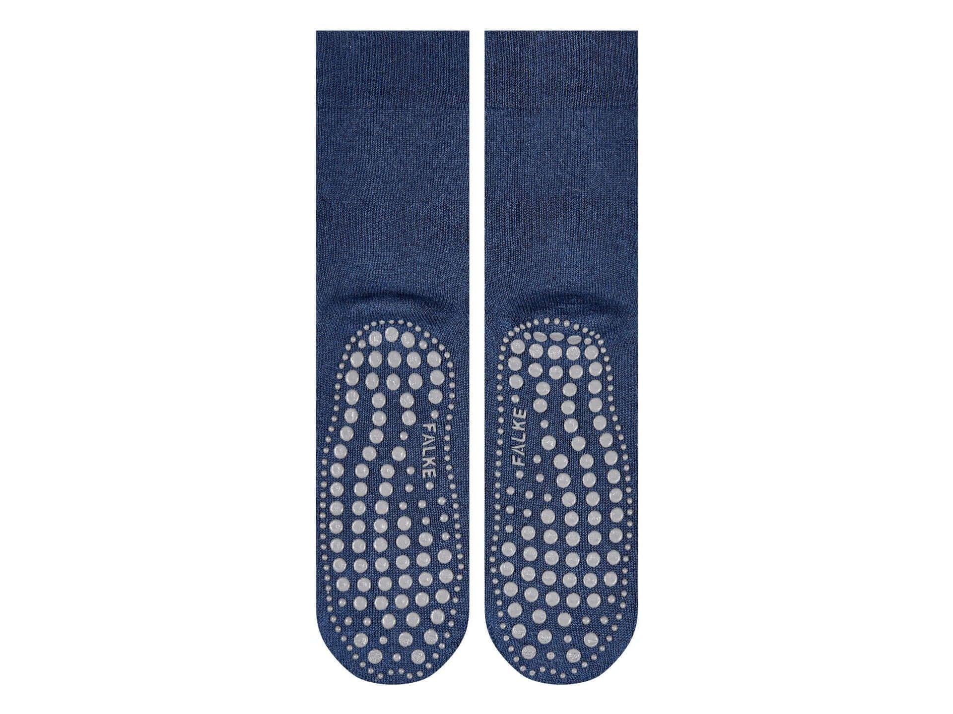 Chaussettes Homepads FALKE bleues avec semelle antidérapante en silicone pour un confort optimal à la maison.
