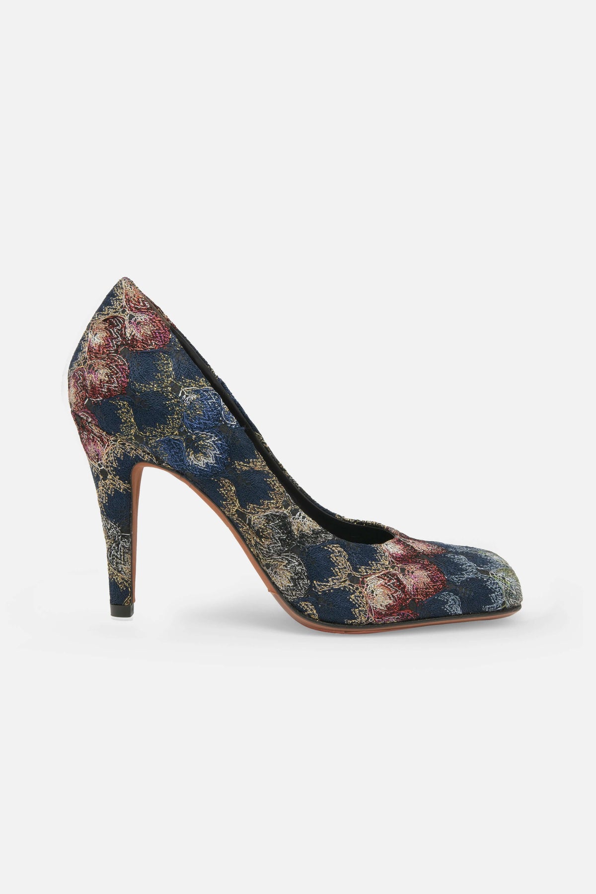escarpins Margaret Missoni à talon avec motifs colorés et design élégant, parfaits pour une tenue de soirée.