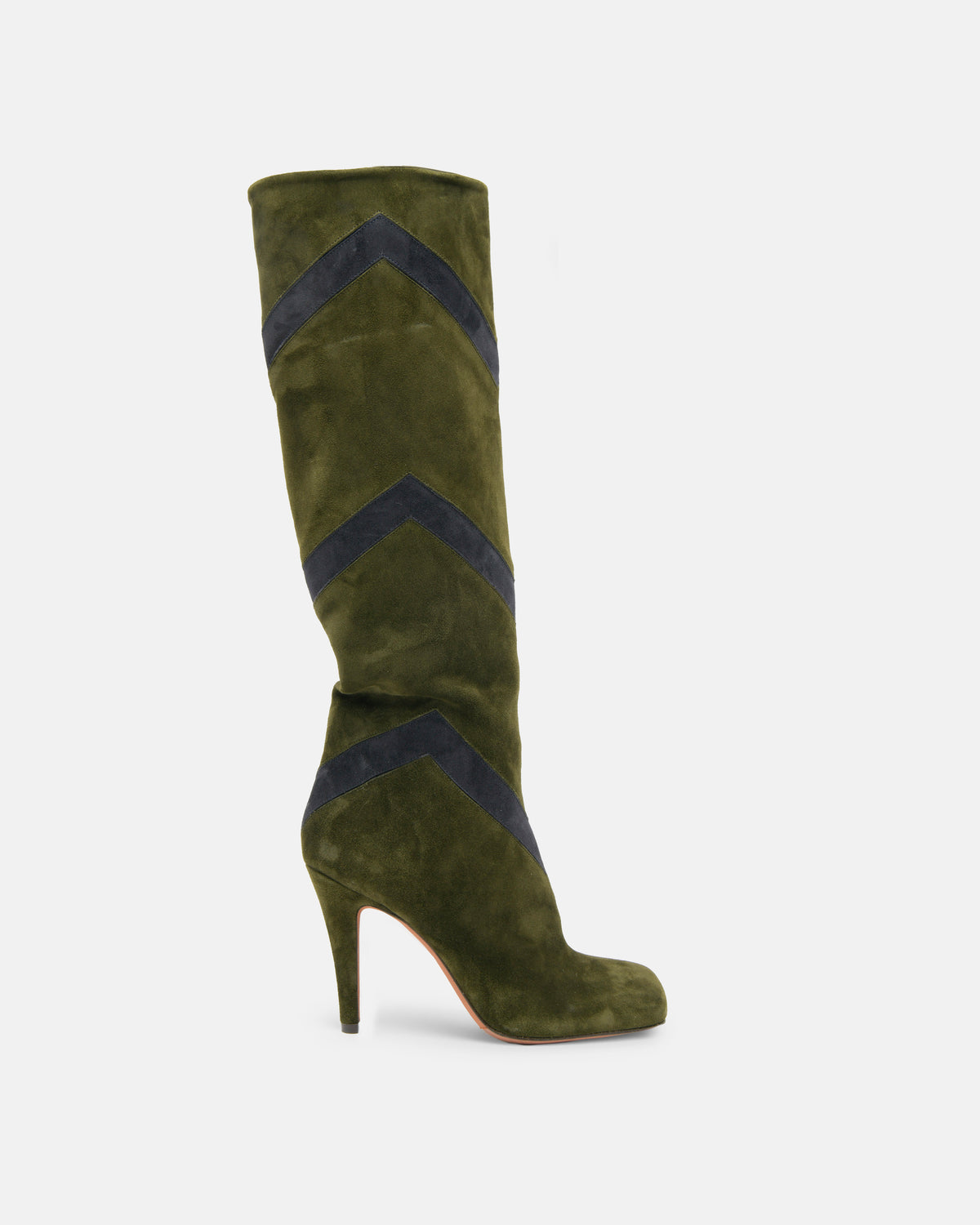 Bottines en cuir velours Missoni avec talon haut et design élégant en velours vert.
