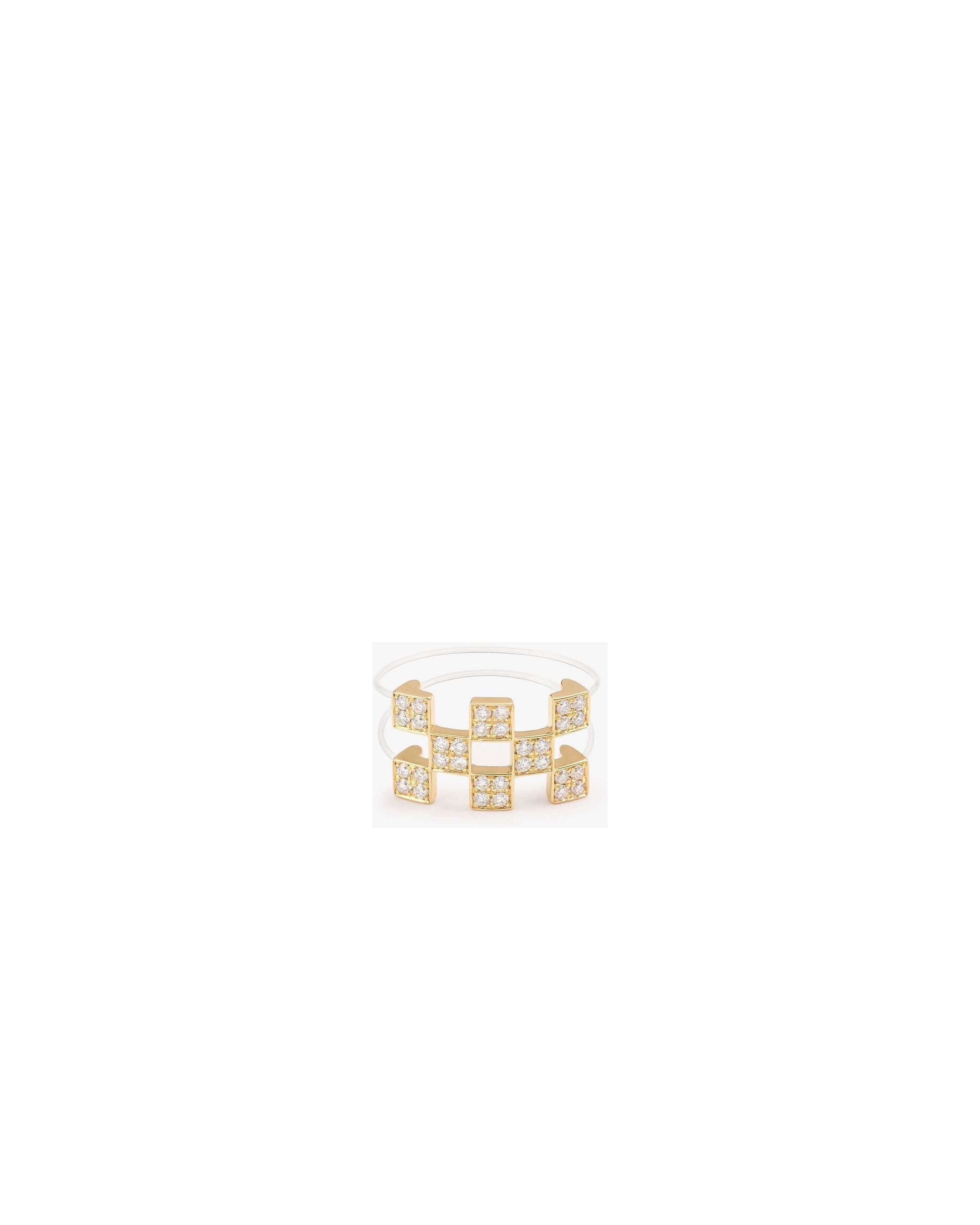 Bague nylon illusion en or 18cts avec diamants D-F pureté VS, garantie 5 ans, poids total 0.32ct.