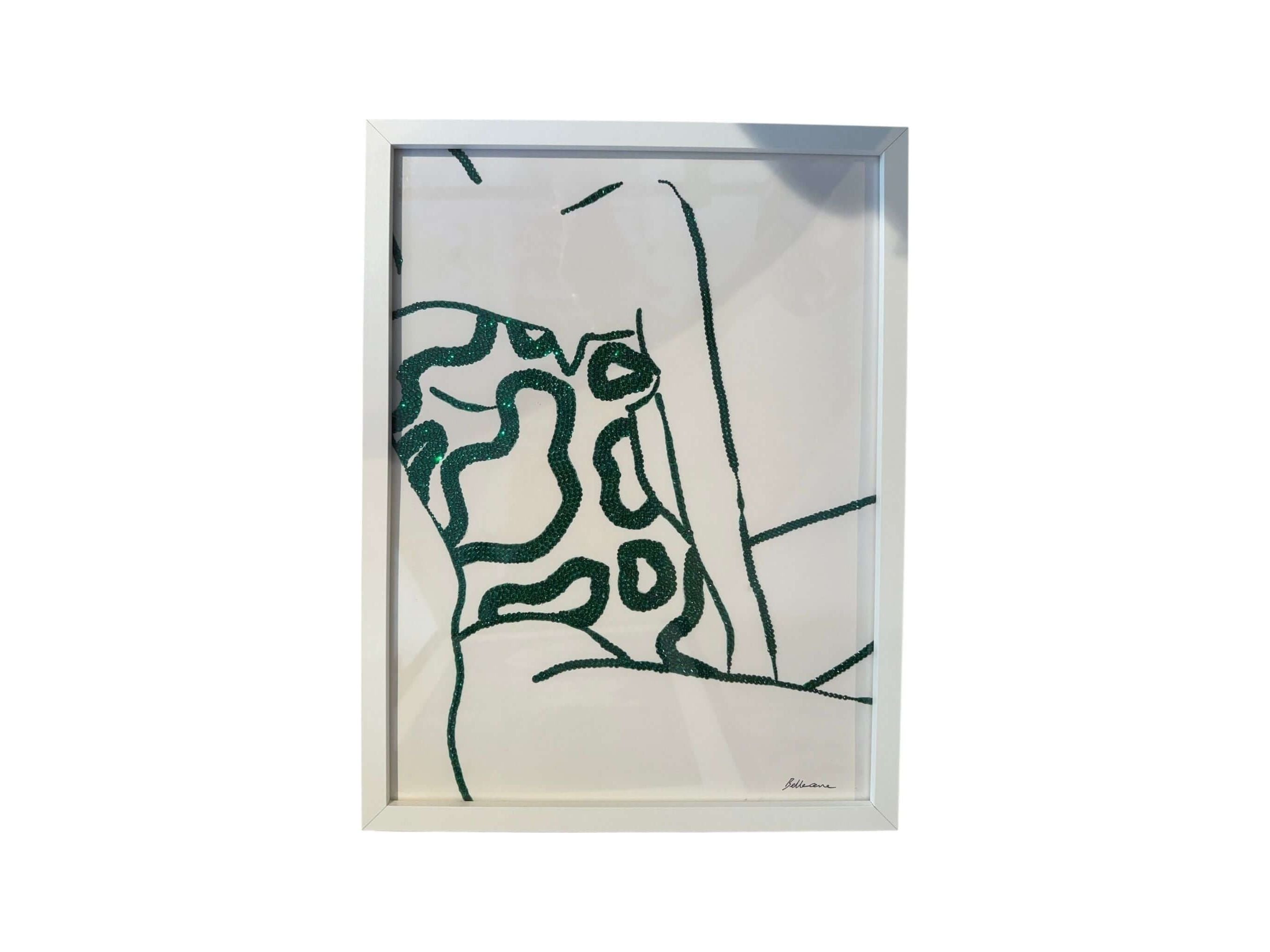 Photo encadrée 30x40 avec dessin stylisé et strass brillants, ajoutant glamour à votre décoration.