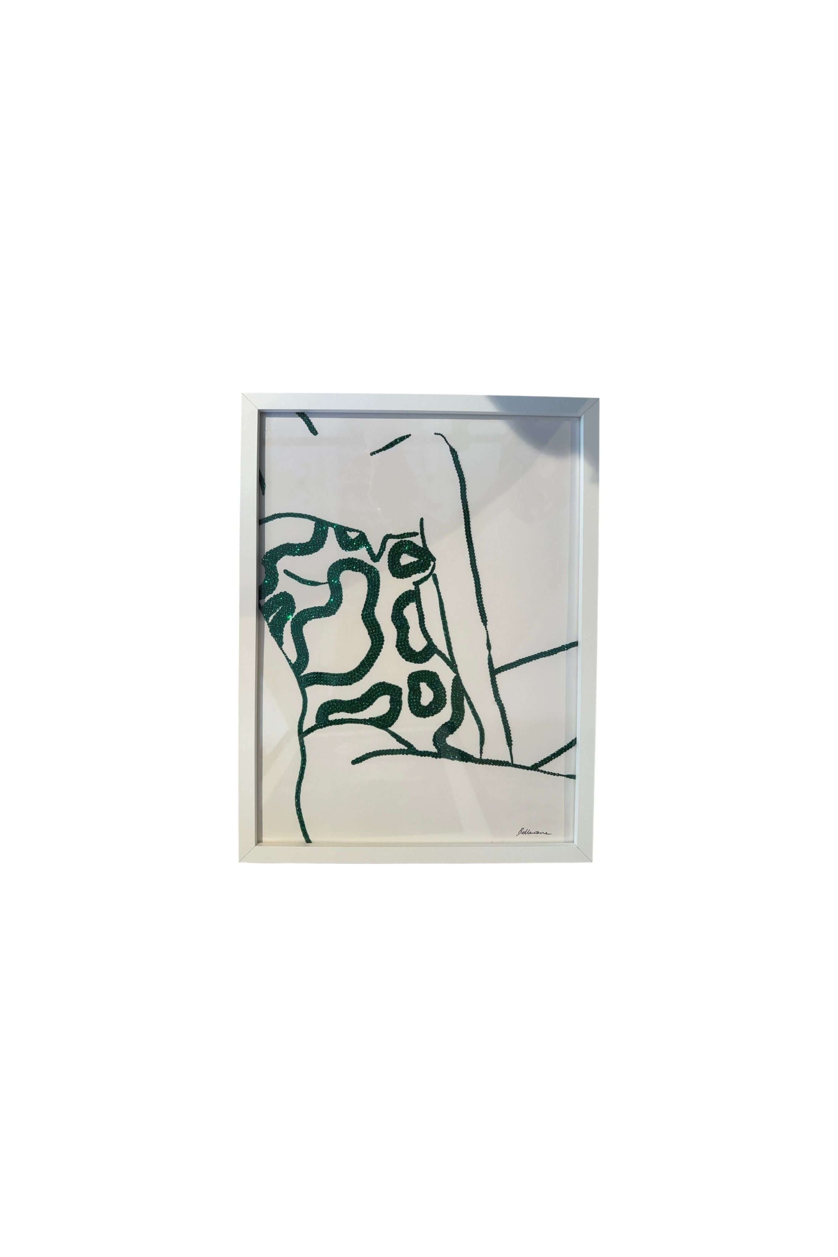 Photo encadrée 30x40 avec dessin stylisé et strass brillants, ajoutant glamour à votre décoration.