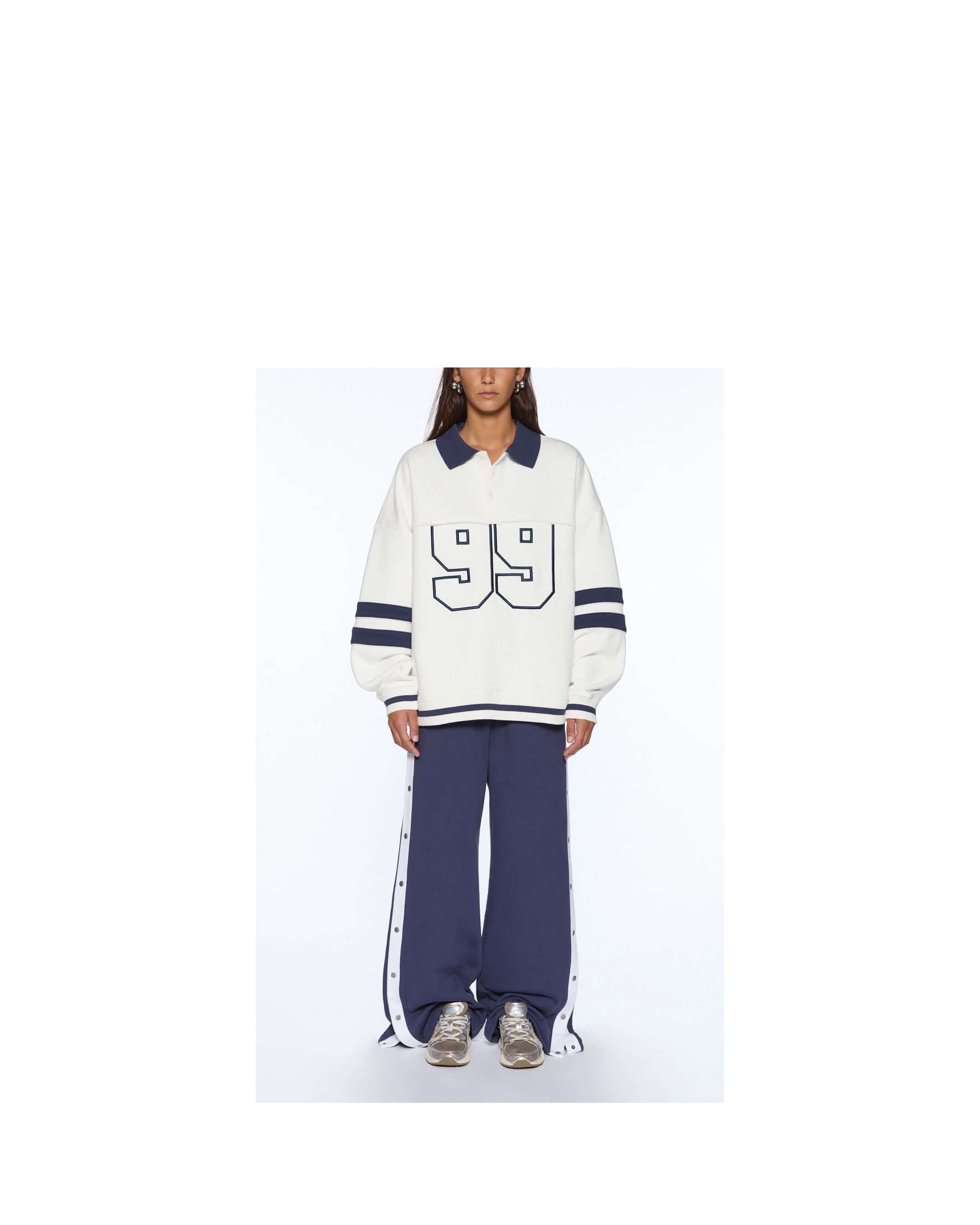 99 boyfriend polo sweatshirt vintage white
