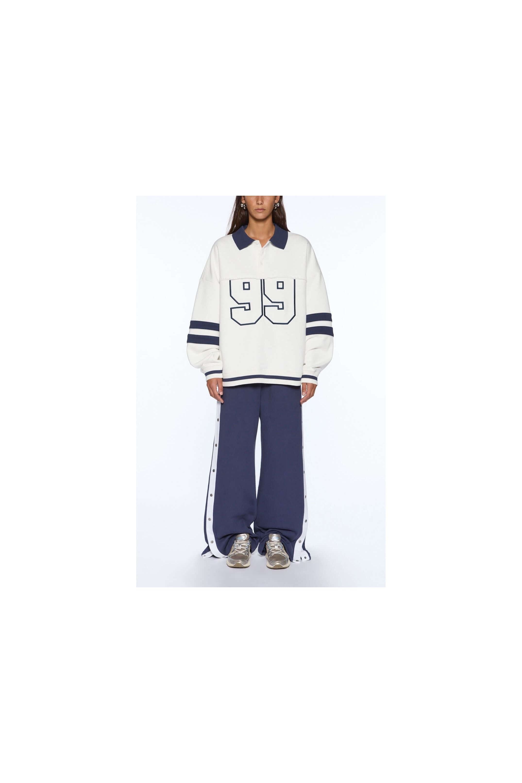 99 boyfriend polo sweatshirt vintage white
