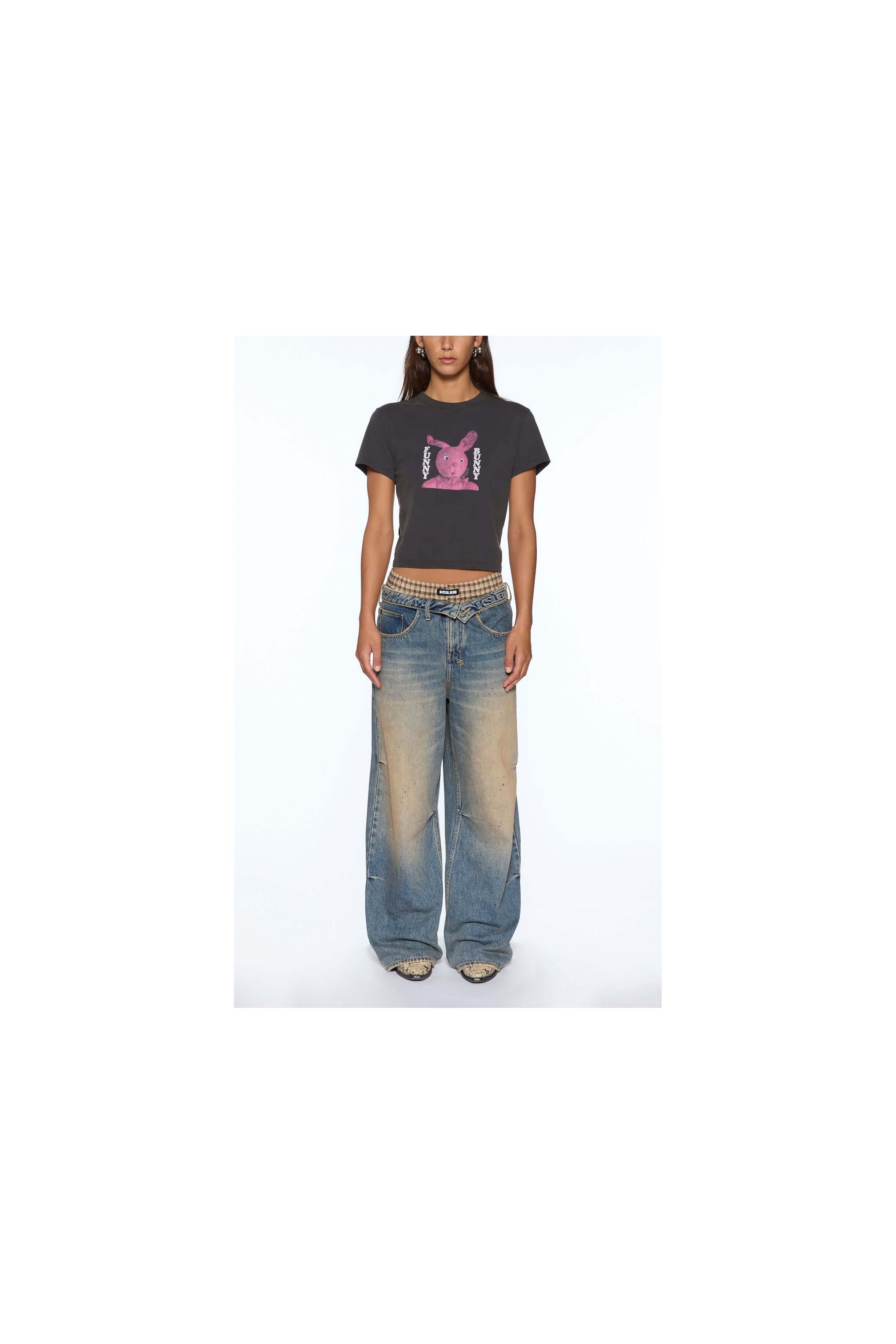 funny bunny shrunken ss tee washed black