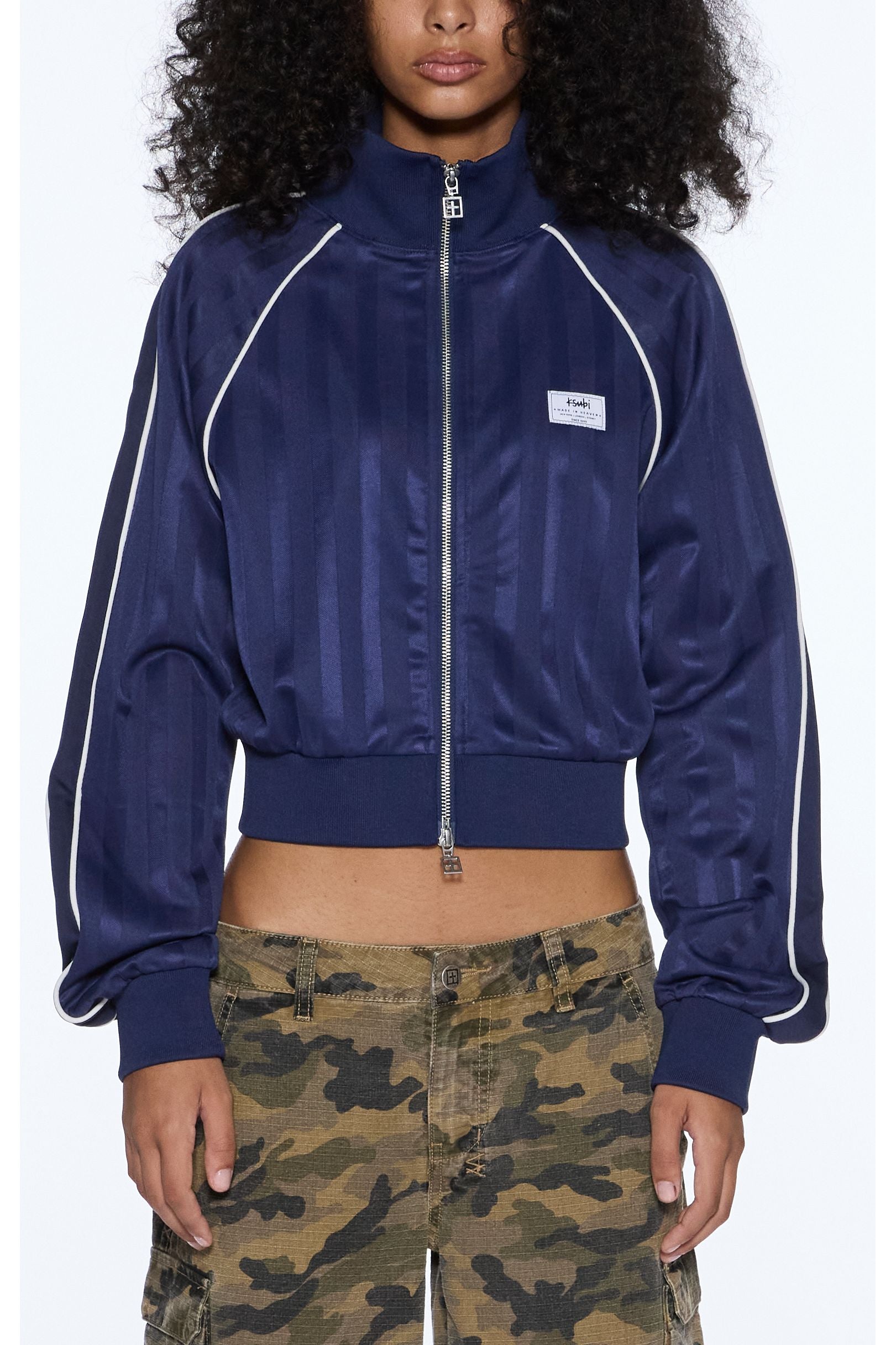 cropped traktop navy
