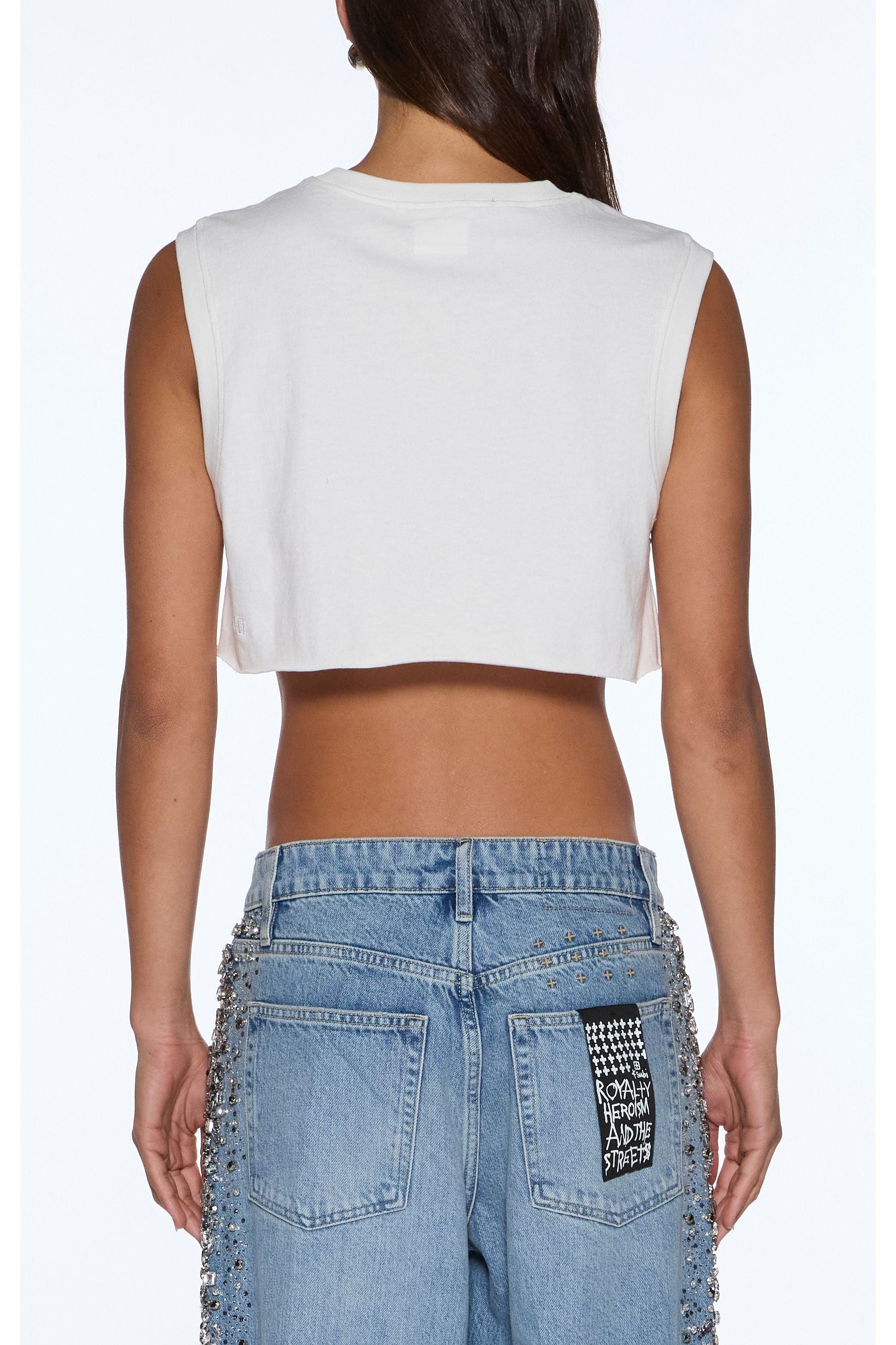 labels crop tank white
