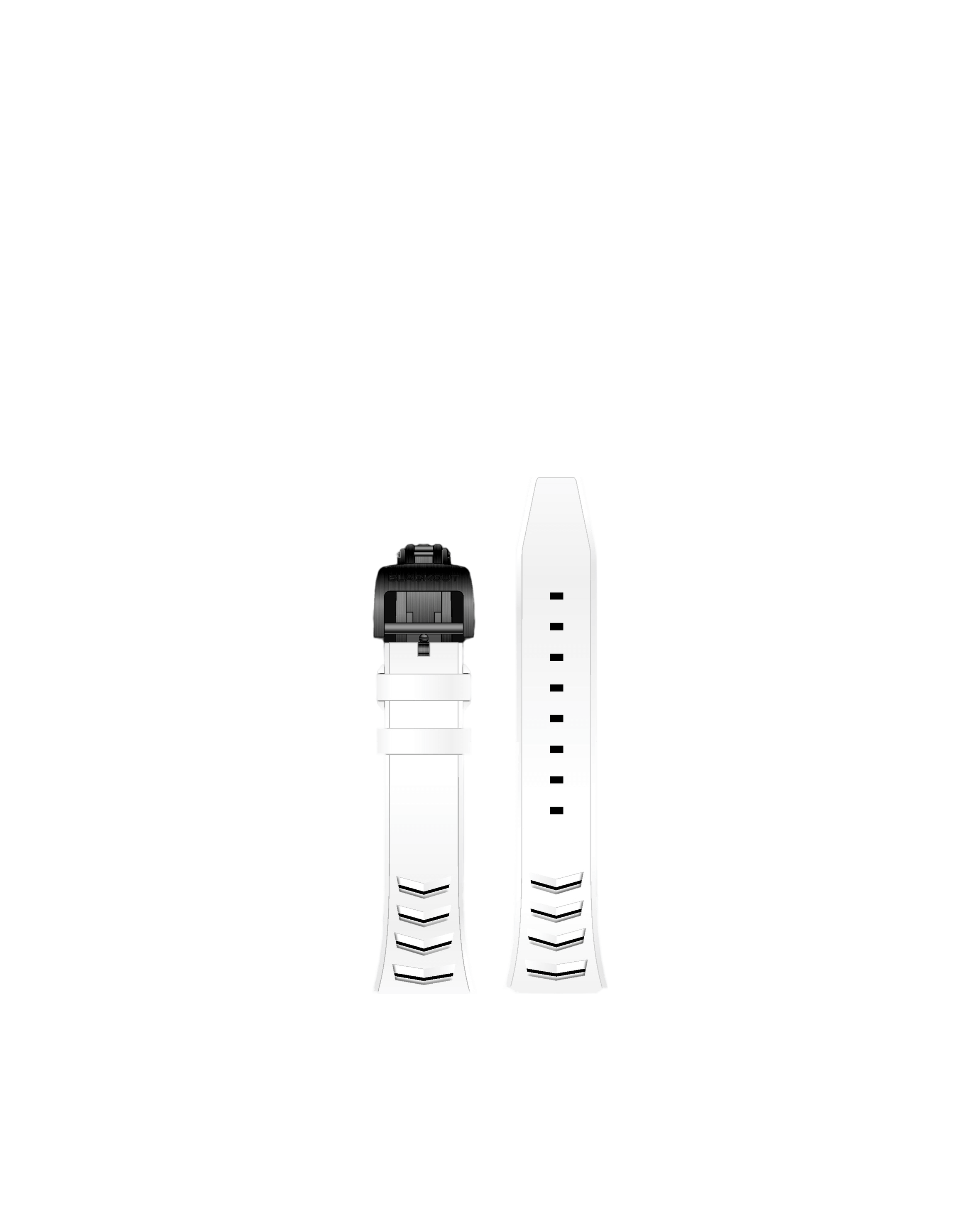 White performance rubber bracelet for XP1, featuring quick-release system and durable design.