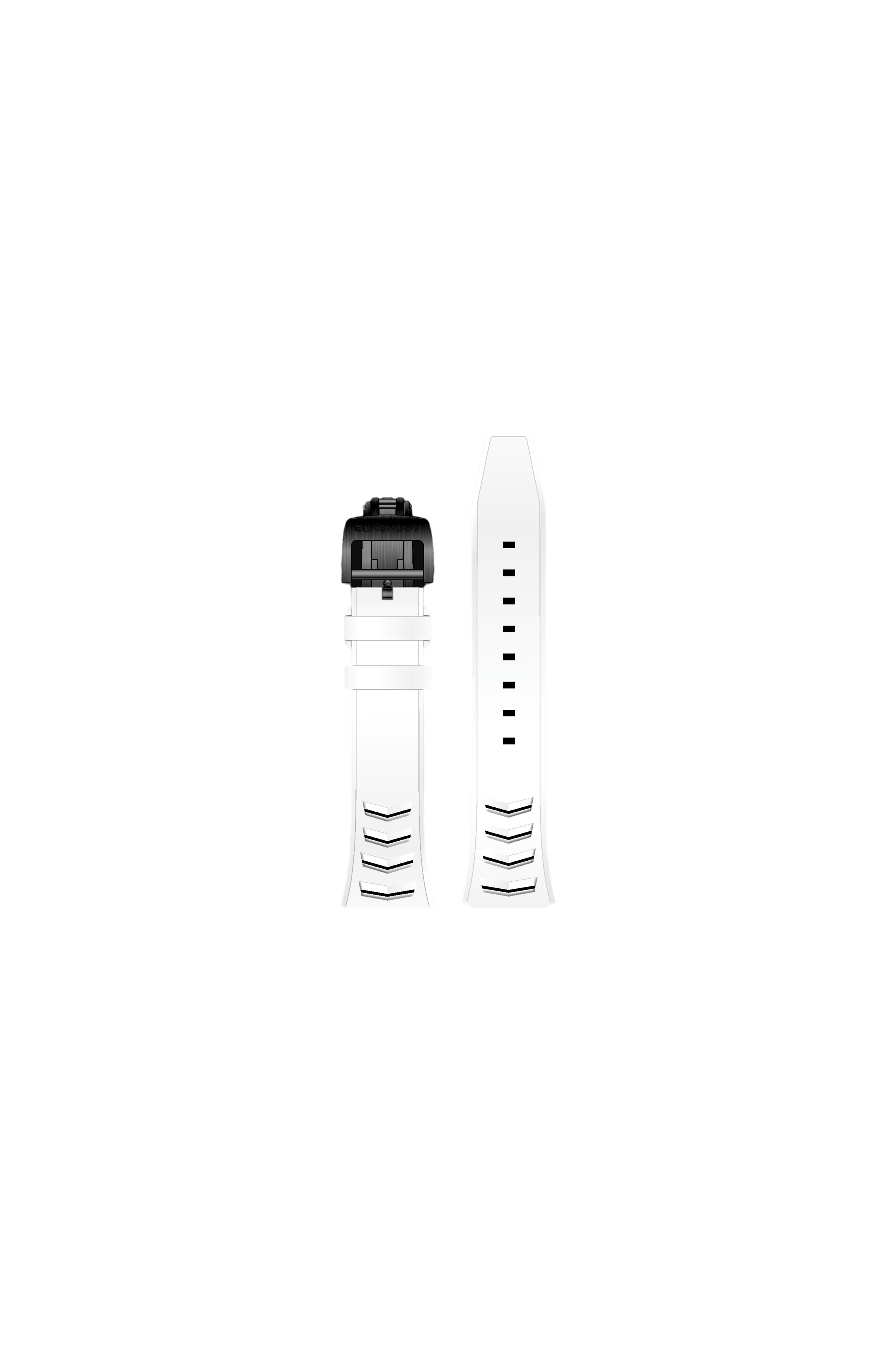 White performance rubber bracelet for XP1, featuring quick-release system and durable design.
