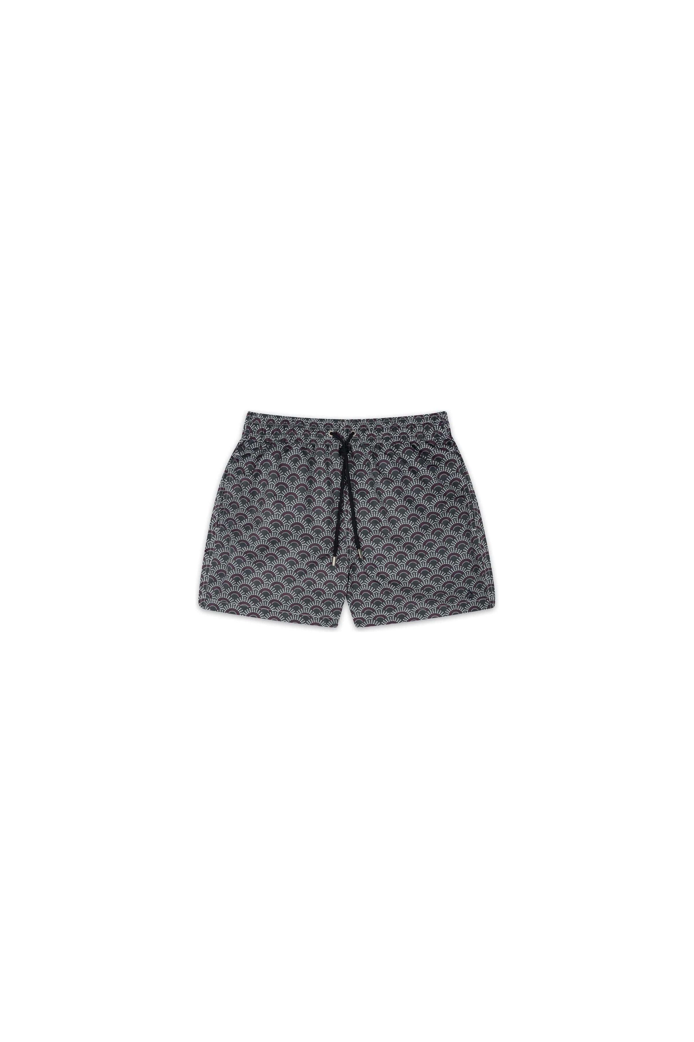 Short de bain Ecume à motif graphique, coupe ajustée mi-cuisses, ceinture élastique et poches zippées, 100% polyester recyclé.