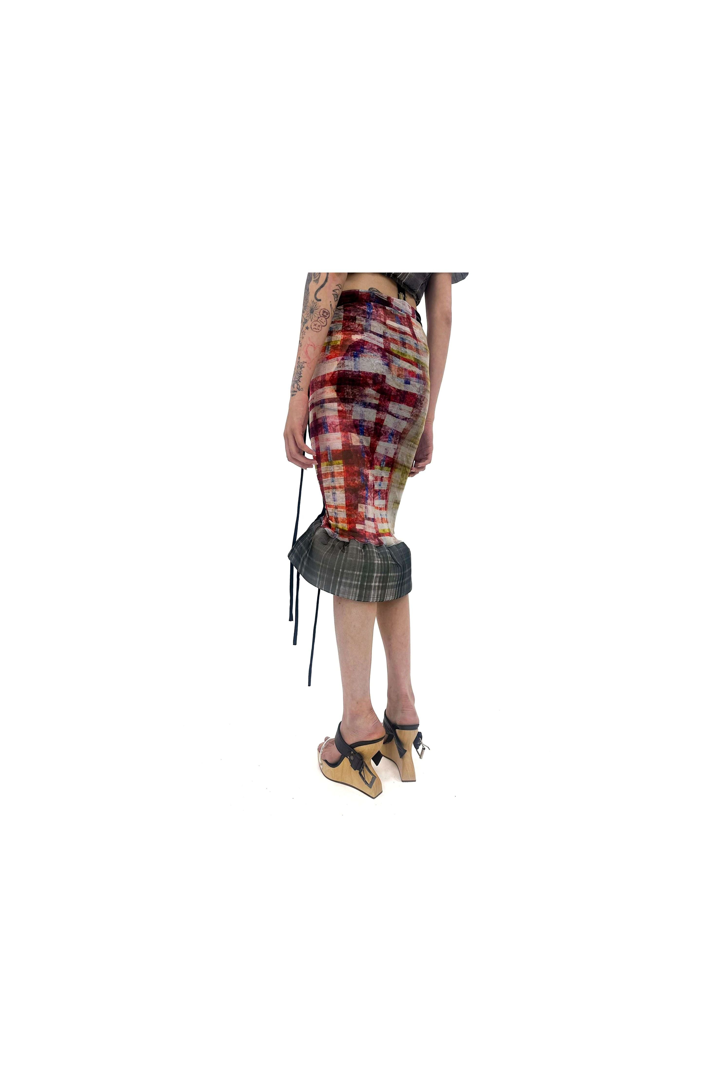 Mesh Padded Midi Skirt