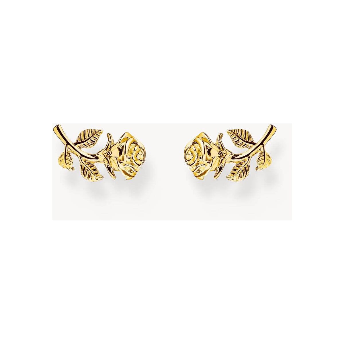 Clous d'oreilles en forme de rose plaqué or 18k, détails fins et dramatiques, design victorien.