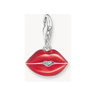Charm pendentif en argent avec bouche rouge émaillée, inscription 'KISS ME' au dos, pour personnaliser vos bracelets.