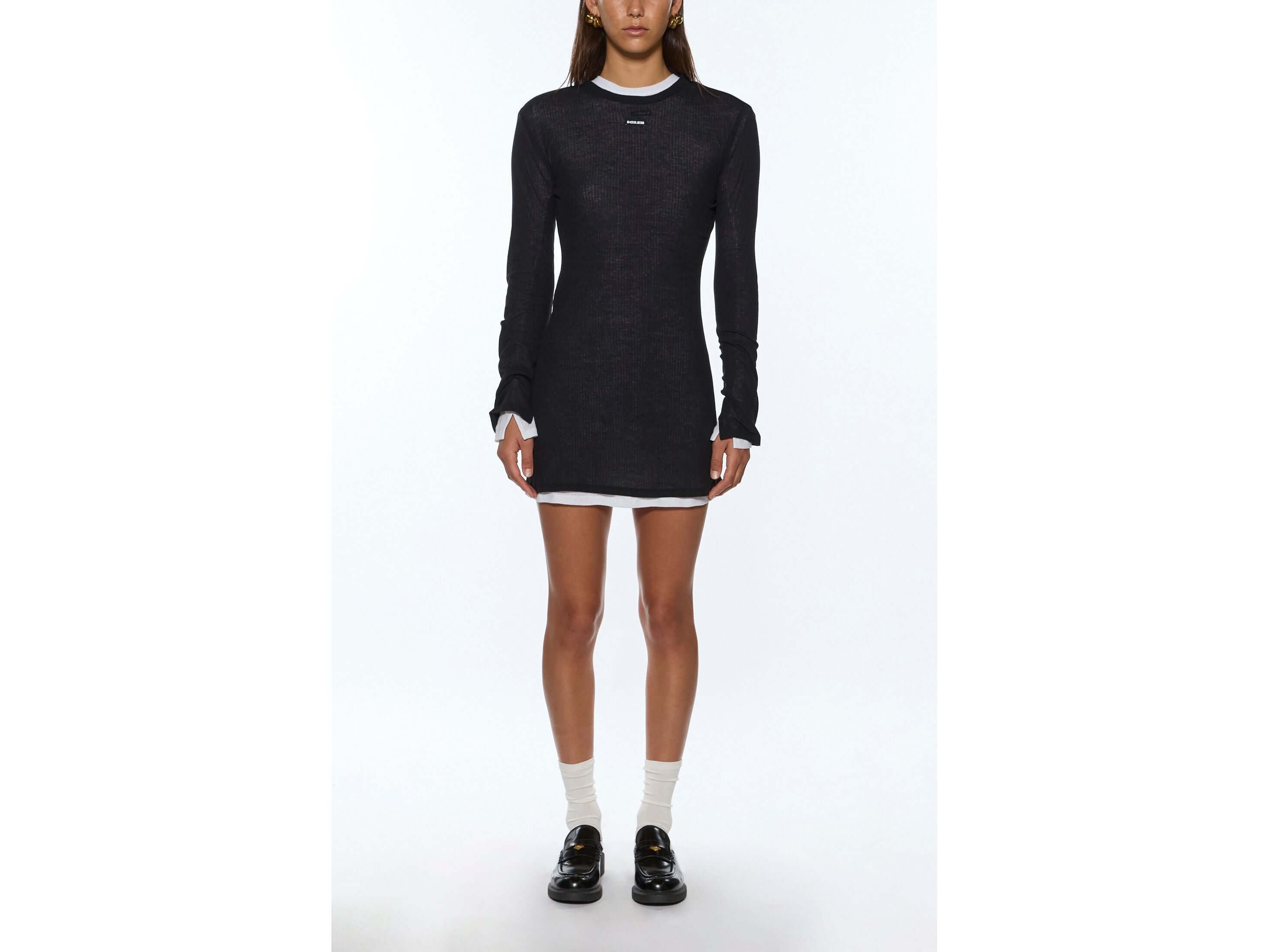 crawford ls mini dress black