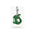 Pendentif charm crocodile en argent recyclé avec émail vert, ajoutant élégance et originalité à votre style.