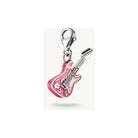 Pendentif charm guitare électrique en argent avec émail coloré et détails raffinés.