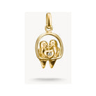 Pendentif charm Tourtereaux Connect en plaqué or, avec deux oiseaux et cœur en zircon blanc, élégant et symbolique.