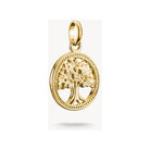 Charm pendentif Arbre de l'Amour en or 18k avec pierres blanches en zirconium, design délicat et vintage.