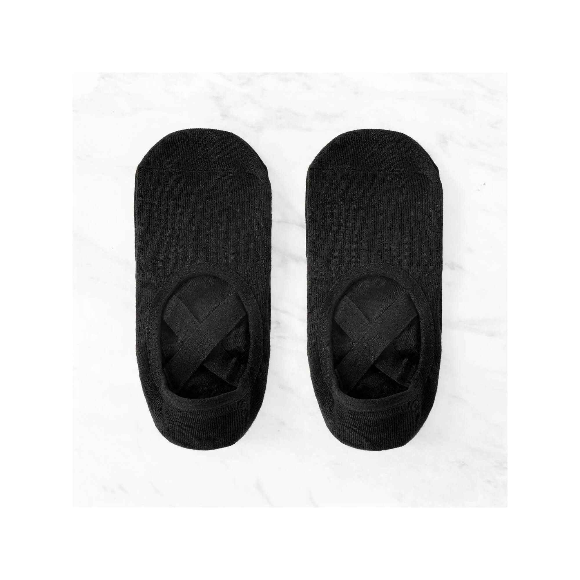 Chaussettes de yoga à bretelles croisées sans dossier — antidérapantes.
