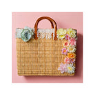 Sac panier décoré de fleurs colorées, élégant et léger, parfait pour sorties estivales.