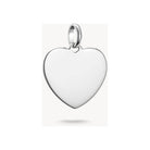 Pendentif charm en argent en forme de cœur, personnalisable avec gravure.