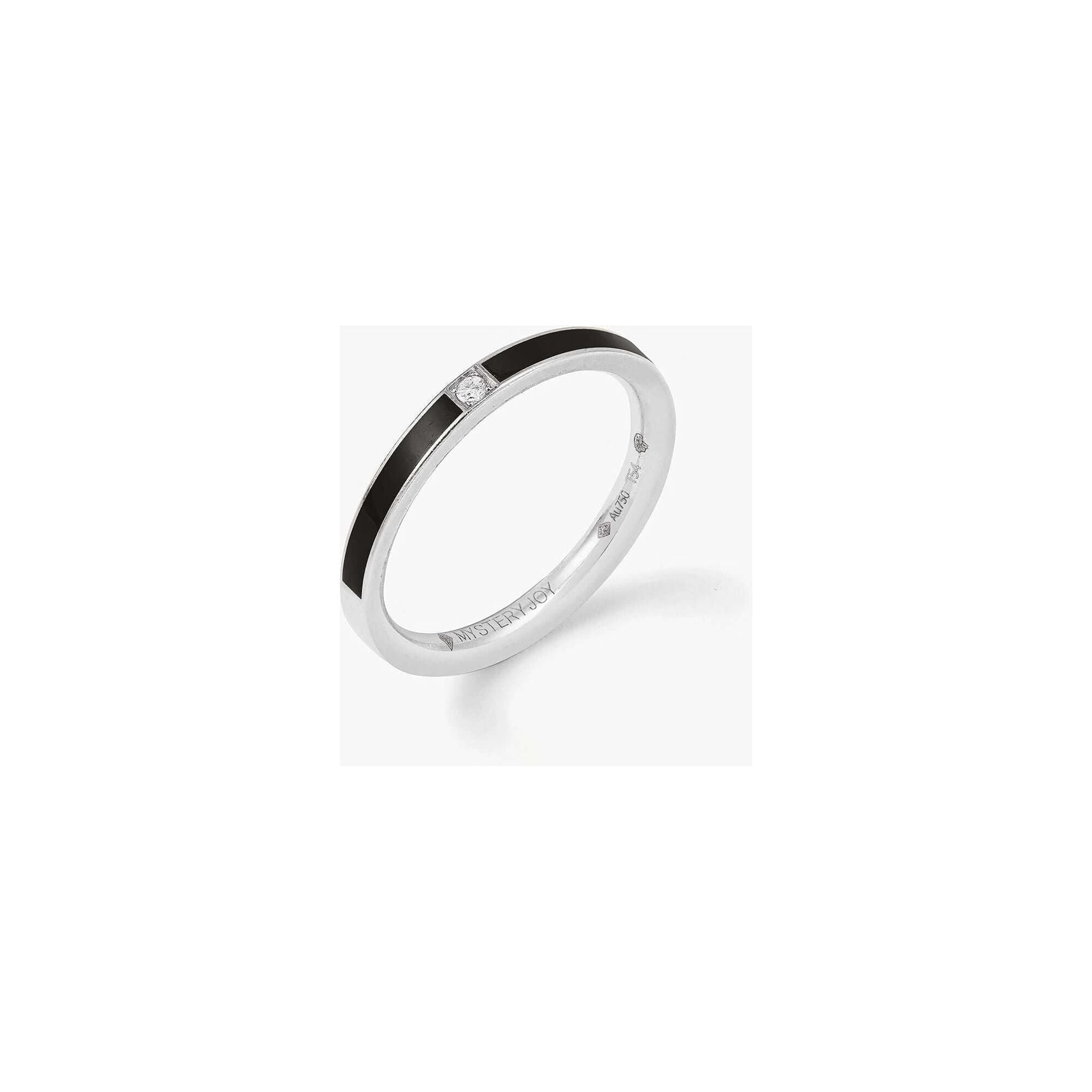 Alliance Songe en or blanc et laque avec un diamant, symbole d'union parfaite, collection MYSTERYJOY.