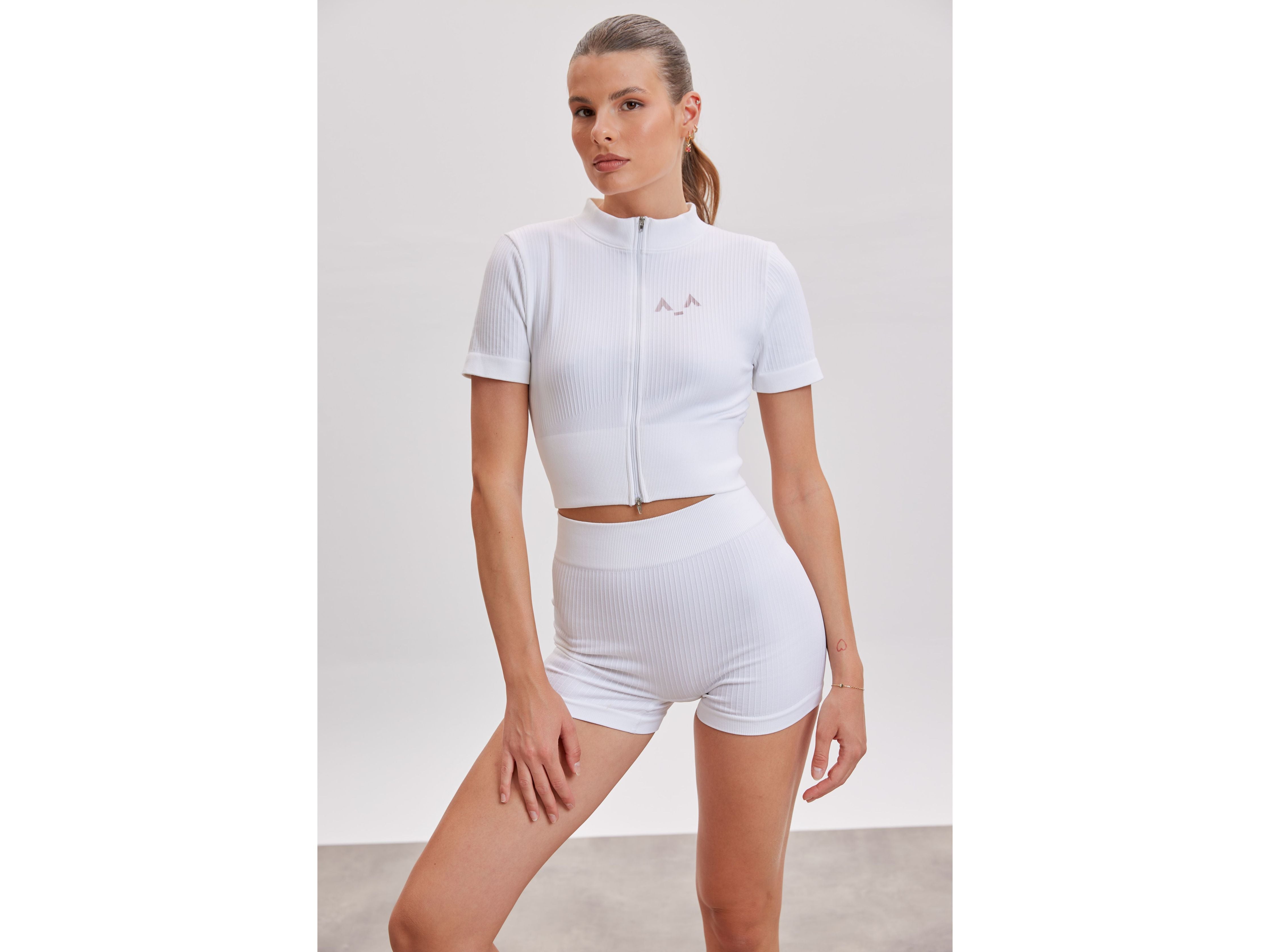 Ribbed Mock-Neck Zip Top