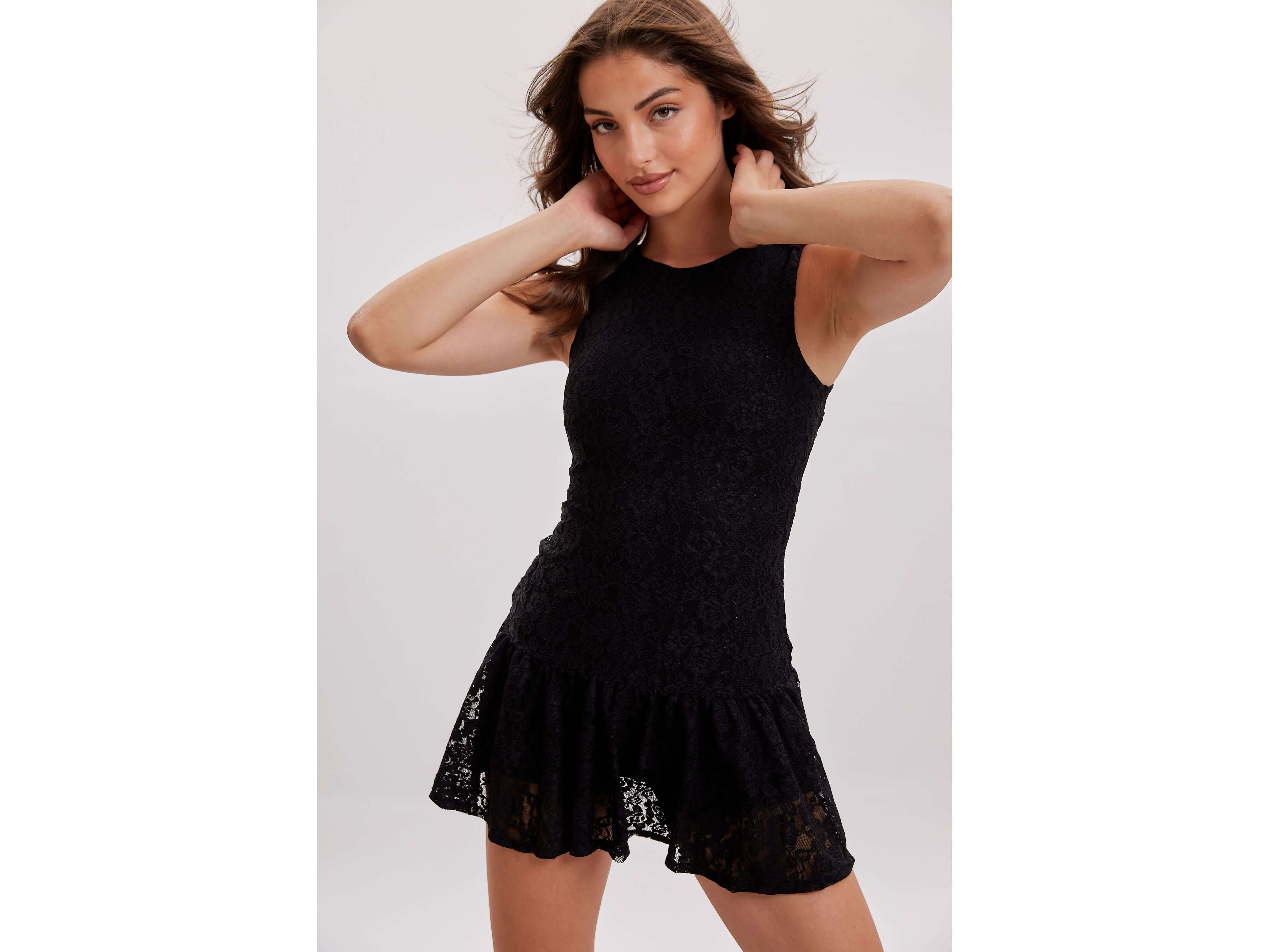  Lace Power Dress with Shorts | Black
