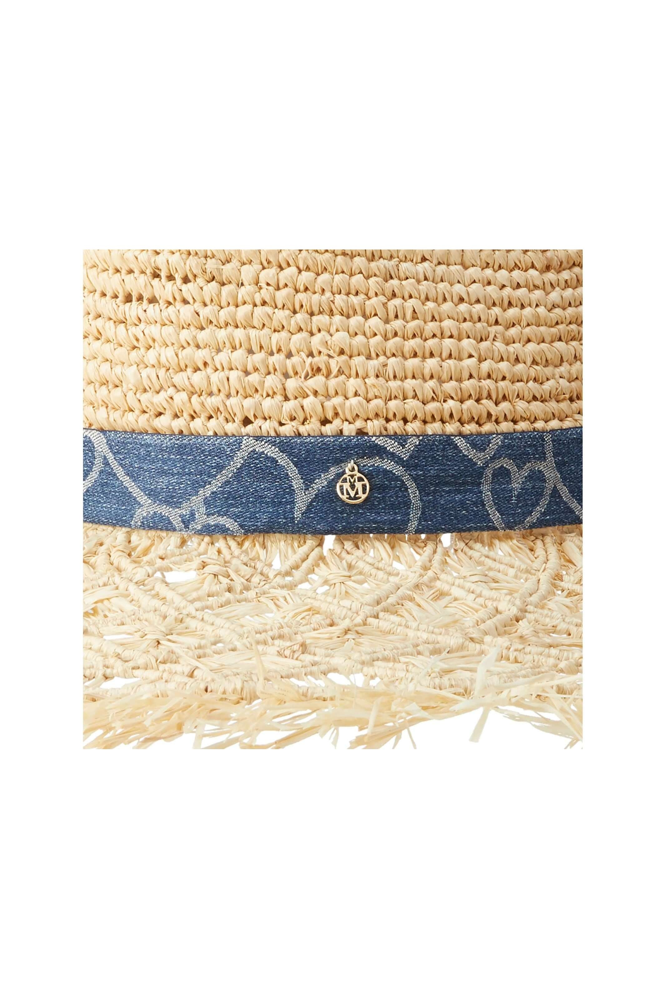Big Sheryl Heart Denim Ribbon On Raphia