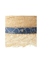 Big Sheryl Heart Denim Ribbon On Raphia