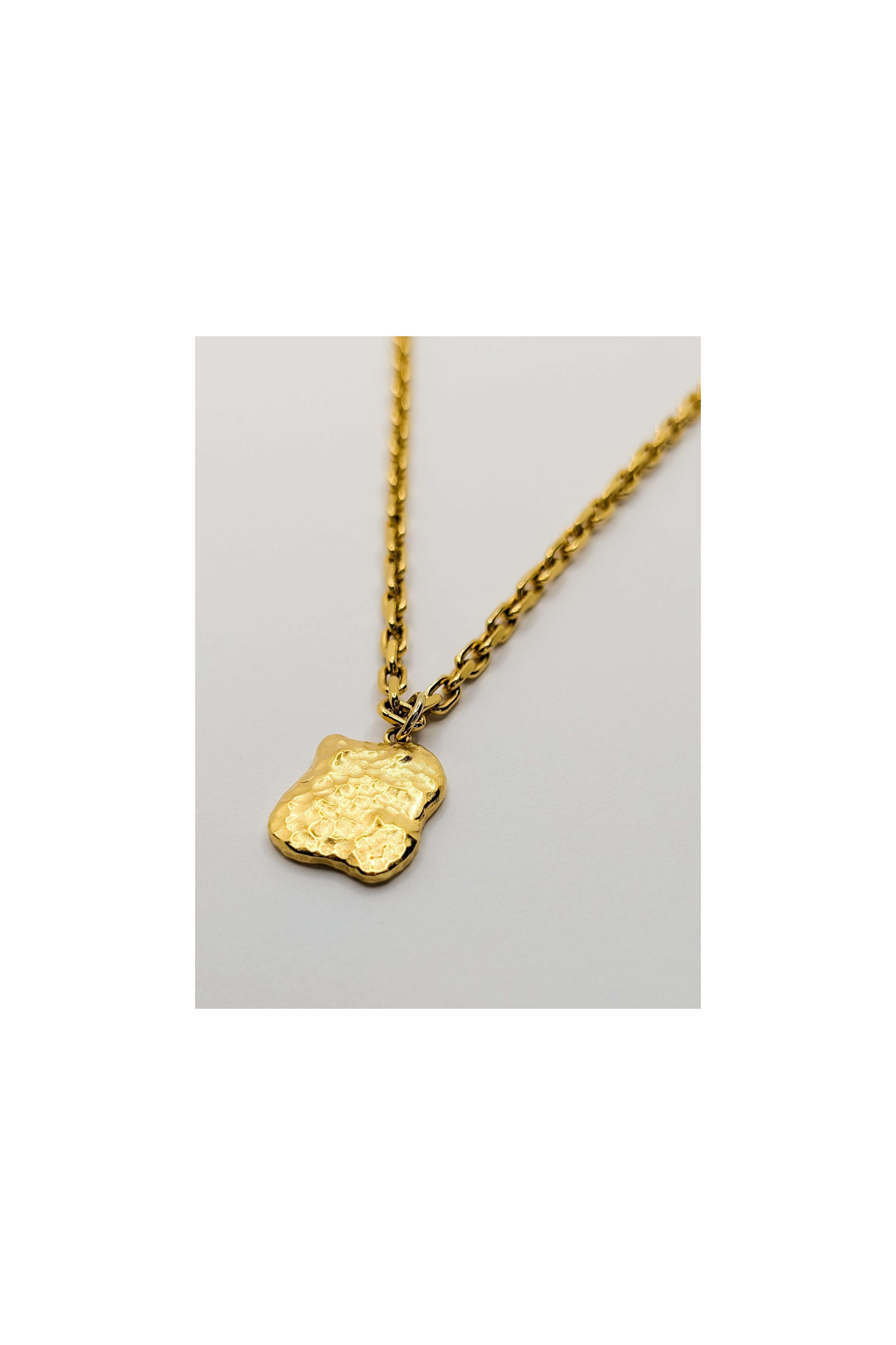 Gold Shelly Mother of Pearl Textured Bezel Necklace