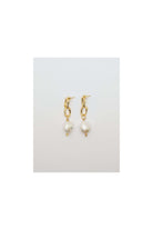 Gold Sandy Textured Chunky Chain Pearl Drop Earrings