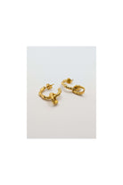 Gold Sandy Textured Charm Hoop Earrings