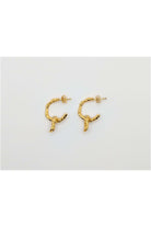 Gold Sandy Textured Charm Hoop Earrings