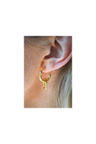 Gold Sandy Textured Charm Hoop Earrings