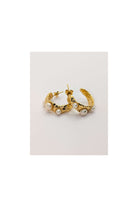 Gold Coral Textured Pearl Chunky Hoop Earrings
