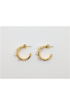 Gold Coral Textured Pearl Chunky Hoop Earrings